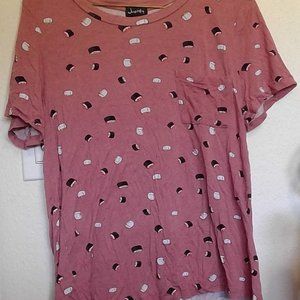 Pink Sushi Pattern T-Shirt